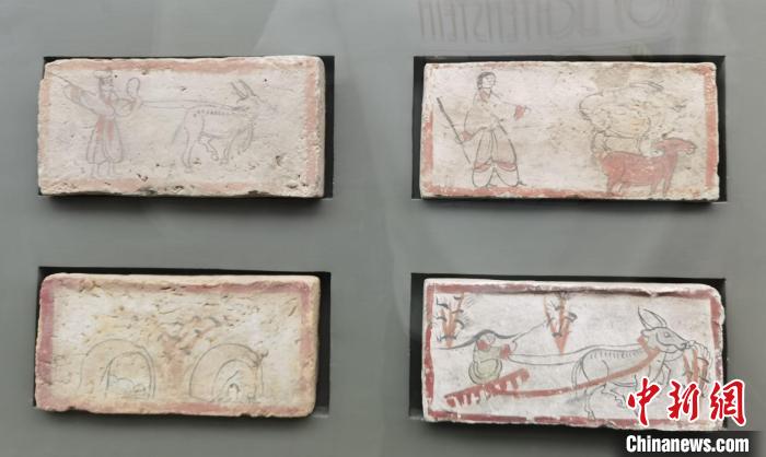 圖為嘉峪關(guān)長(zhǎng)城博物館館藏文物魏晉墓彩繪畫像磚中豐富多彩的古代農(nóng)牧業(yè)生產(chǎn)活動(dòng)。(資料圖) 丁思 攝 圖為嘉峪關(guān)長(zhǎng)城博物館館藏文物魏晉墓彩繪畫像磚中豐富多彩的古代農(nóng)牧業(yè)生產(chǎn)活動(dòng)。(資料圖) 丁思 攝