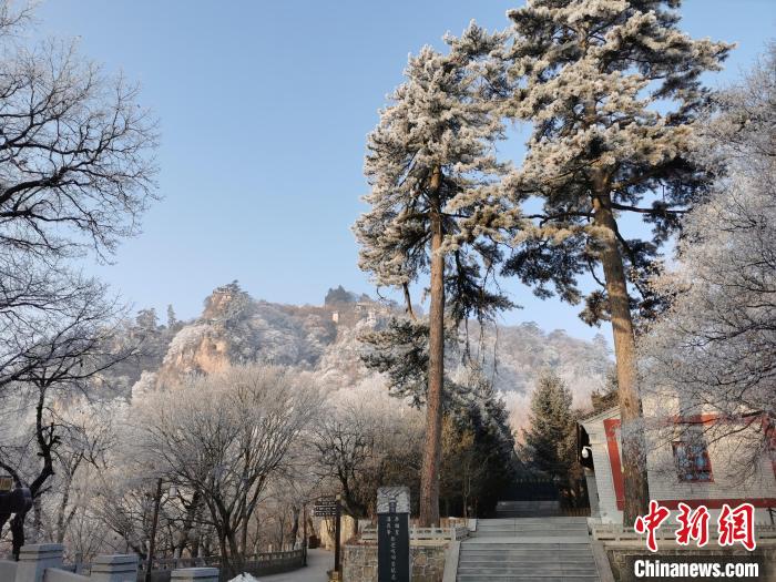 圖為崆峒山霧凇景色美不勝收。 徐振華 攝 圖為崆峒山霧凇景色美不勝收。 徐振華 攝