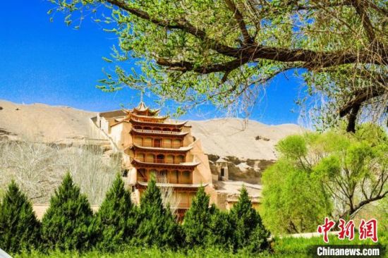 4月的敦煌莫高窟景區(qū)春意盎然。(資料圖) 王斌銀 攝 4月的敦煌莫高窟景區(qū)春意盎然。(資料圖) 王斌銀 攝